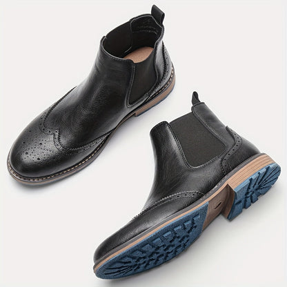 Herren Chelsea Boot mit Brogue-Muster, Elastikeinsatz & Profilsohle