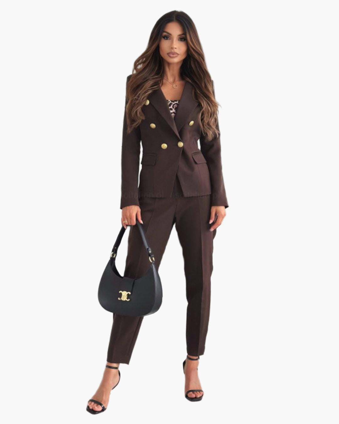 Dame business dress todelt med innsvinget snitt – Elegant buksedress for kontor og arrangementer