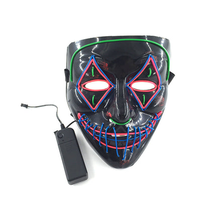 Masque lumineux LED Halloween pour adultes – Masque de fête et costume effrayant avec effet néon