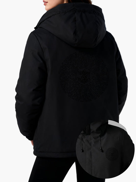 Dames casual parka met capuchon en opdruk "Nothing Else Matters" – Streetstyle overgangsjas