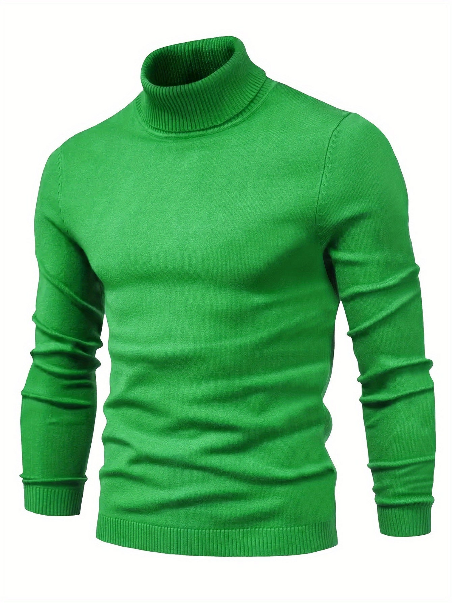 Klassisk ribstrikket rullekravesweater til mænd