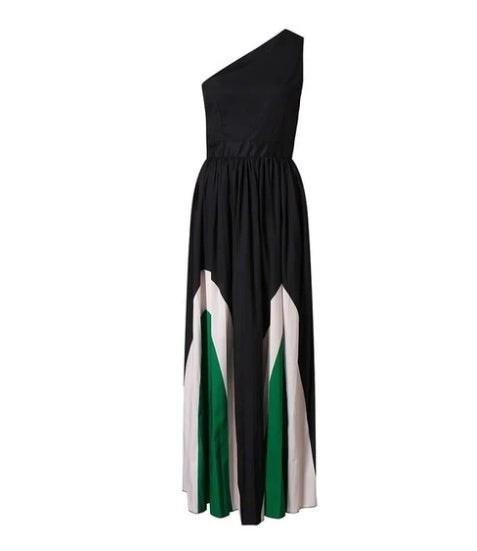 Rachael – Robe longue sans bretelles aux couleurs contrastées