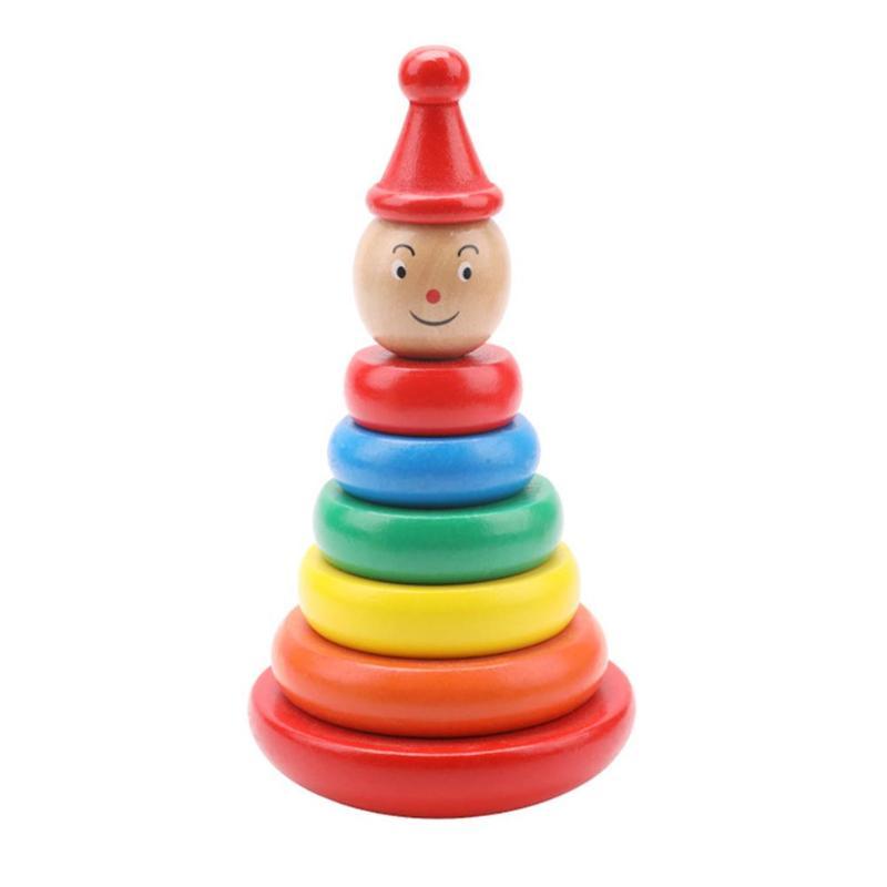 Kinder houten stapeltoren educatief speelgoed – Pedagogische regenboog stekspel toren