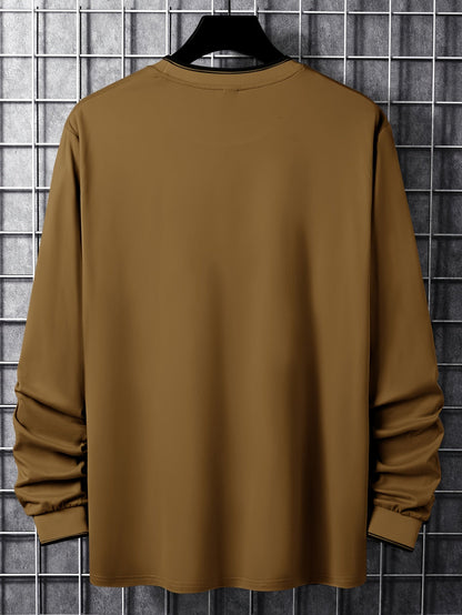 Herren Langarmshirt mit Chicago-Schriftzug und Rippbündchen, Rundhalsausschnitt
