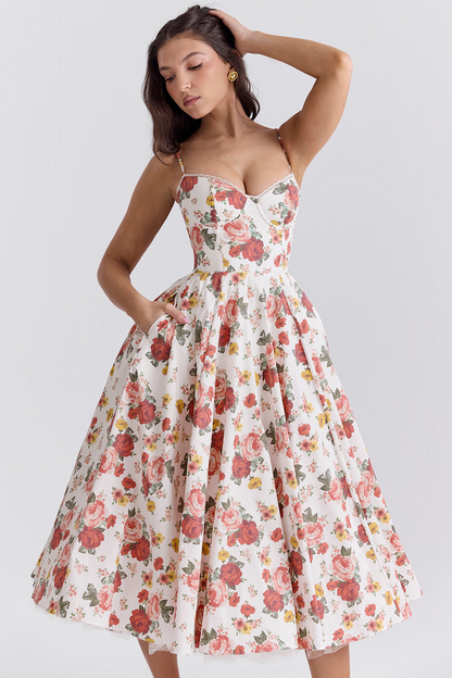 Robe midi festive pour femmes avec corsage et jupe évasée – Robe de soirée élégante pour occasions spéciales