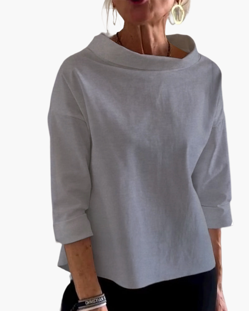 Damen Oberteil Modern Elegant mit Stehkragen – Vielseitiges Top für Alltag und Büro