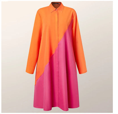Abito camicia a linea A da donna con colletto polo – Abito midi casual per tutti i giorni e il tempo libero