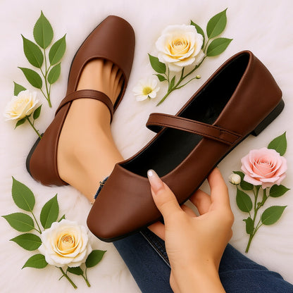 Damen Mary Jane Ballerinas – Elegante Freizeit- & Alltagsschuhe mit Riemchen, modischer Flats-Stil