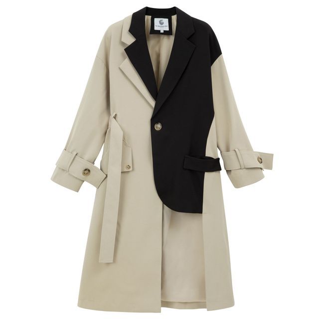 Oversized trenchcoat voor dames met pas in contrastkleur en oprolbare mouwen