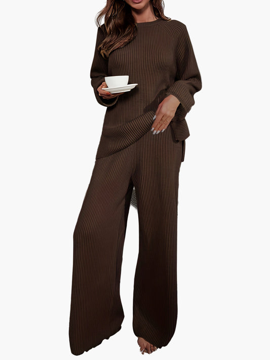 Dame Loungewear Todelt Sæt Fritids Strik-look til efterår og vinter