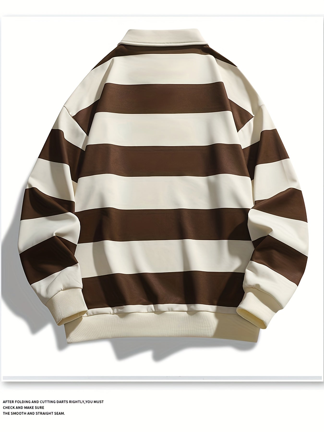 Gestreiftes Langarm Polo-Sweatshirt mit Kragen und Bündchen