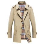 Trenchcoat voor heren met geruite voering en epauletten