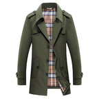 Trenchcoat voor heren met geruite voering en epauletten