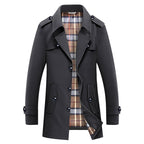 Trenchcoat voor heren met geruite voering en epauletten