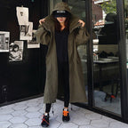 Oversized parka voor dames met extra grote capuchon en koord in de taille