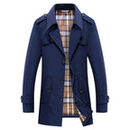 Trenchcoat voor heren met geruite voering en epauletten