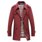 Trenchcoat voor heren met geruite voering en epauletten