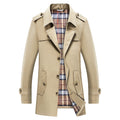 Trenchcoat voor heren met geruite voering en epauletten