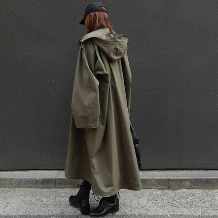 Oversized parka voor dames met extra grote capuchon en koord in de taille