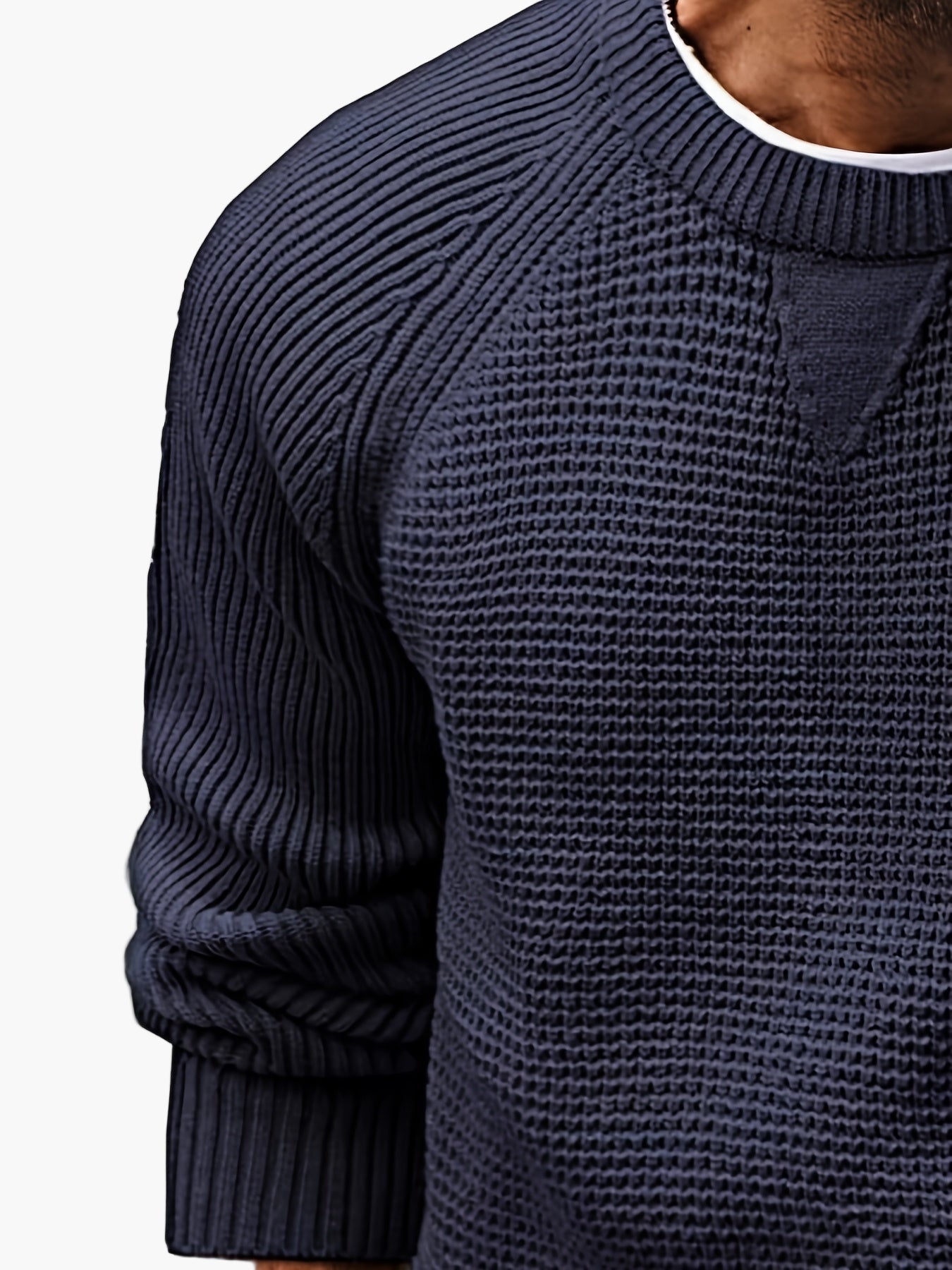 Męski sweter z dzianiny w stylu vintage, regular fit, z okrągłym dekoltem