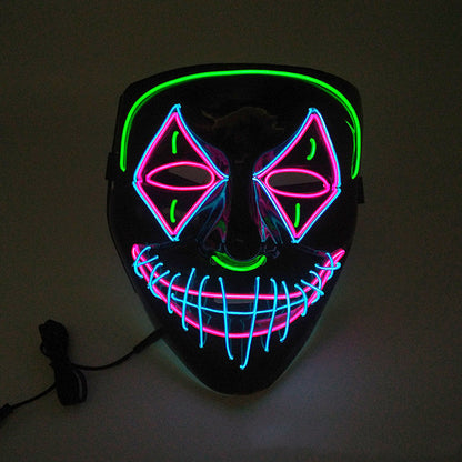 Masque lumineux LED Halloween pour adultes – Masque de fête et costume effrayant avec effet néon