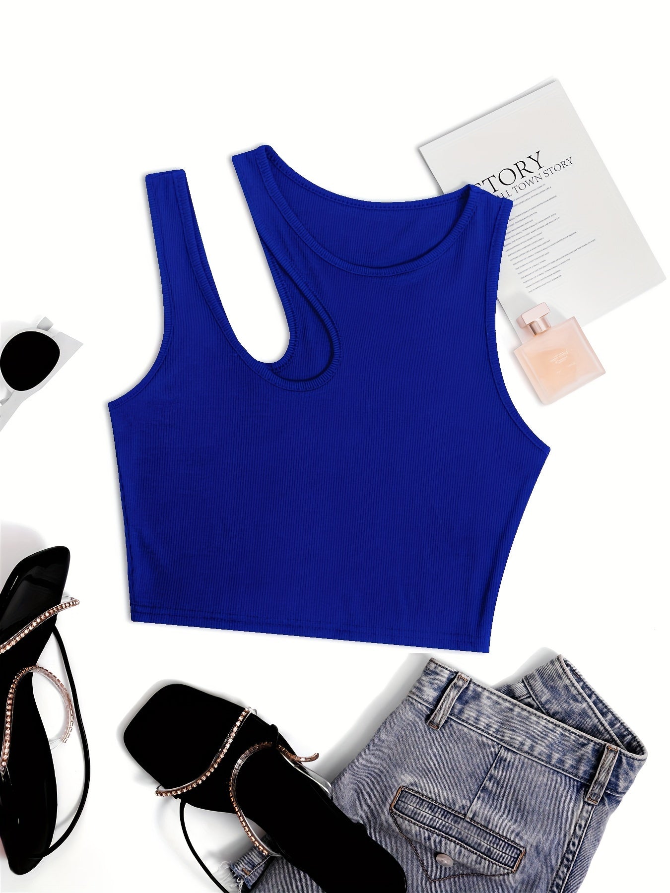 Dames asymmetrische crop top voor de zomer – modieus vrijetijds- en feesttopje