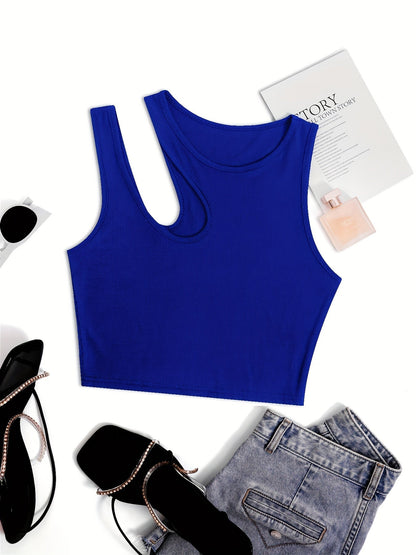 Dames asymmetrische crop top voor de zomer – modieus vrijetijds- en feesttopje