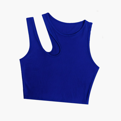 Dames asymmetrische crop top voor de zomer – modieus vrijetijds- en feesttopje