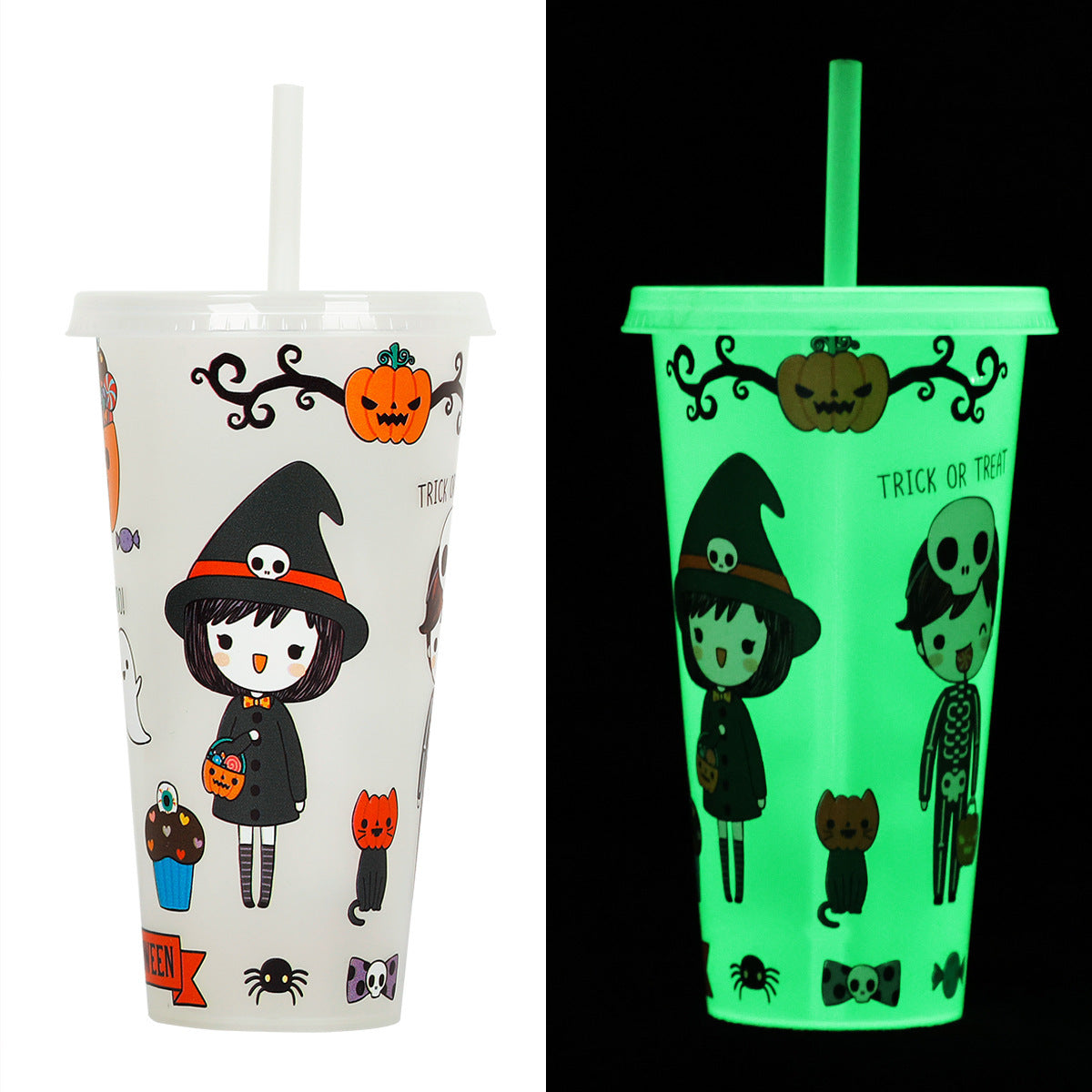 Gobelet Halloween avec paille – Gobelet créatif pour fêtes et décorations effrayantes