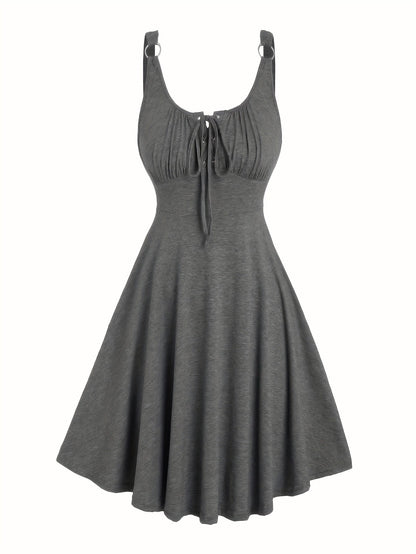 Damen Freizeit Skaterkleid mit Schnürung – Elegantes Sommerkleid für Alltag & Ausgehen
