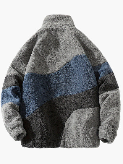 Herre preppy stil softshelljakke med farveblok-design og ståkrave – Fritidsjakke med lynlås