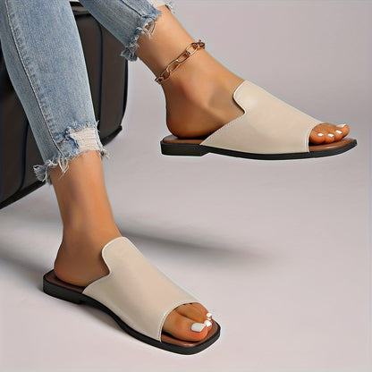 Damen Slip-On Sandalen mit eckiger Spitze – Moderner Sommerschuh für Alltag und Freizeit