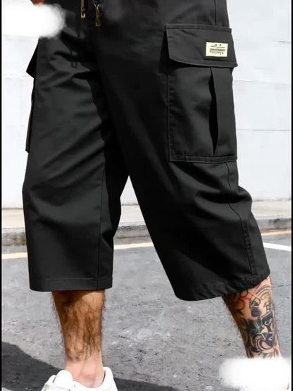 Shorts cargo homme style streetwear, longueur genou, pantalon de loisirs confortable avec poches