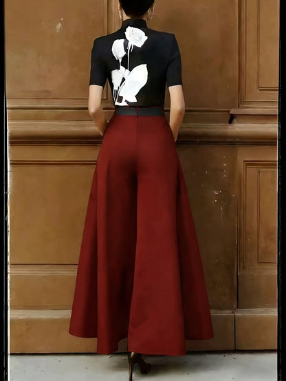 Pantalones Palazzo de pierna ancha para mujer para oficina y ocasiones elegantes – Pantalones de talle alto con estilo y carácter