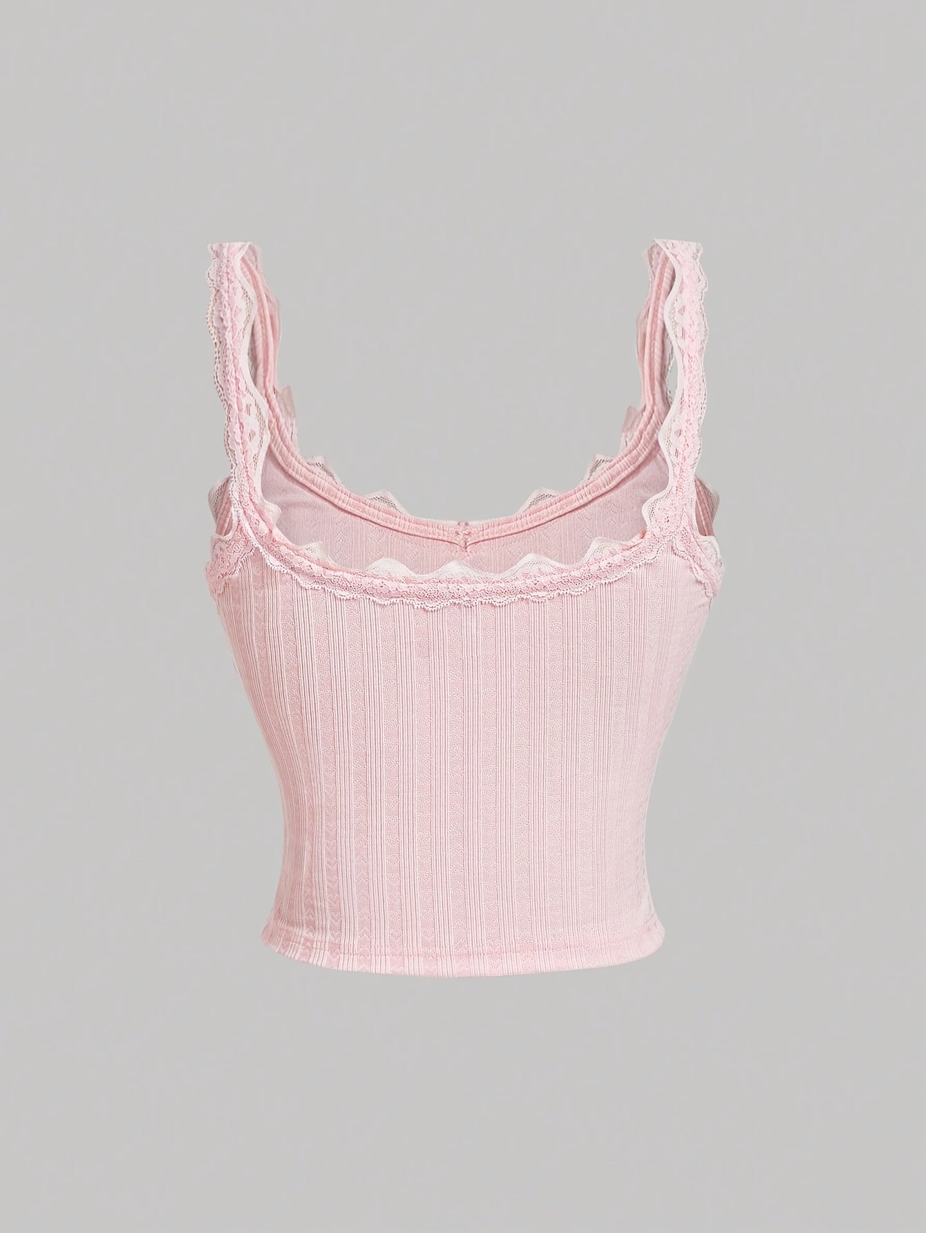 Damen Coquette-stil Camisole-topp med spets och rosett – feminint vintageinspirerat plagg