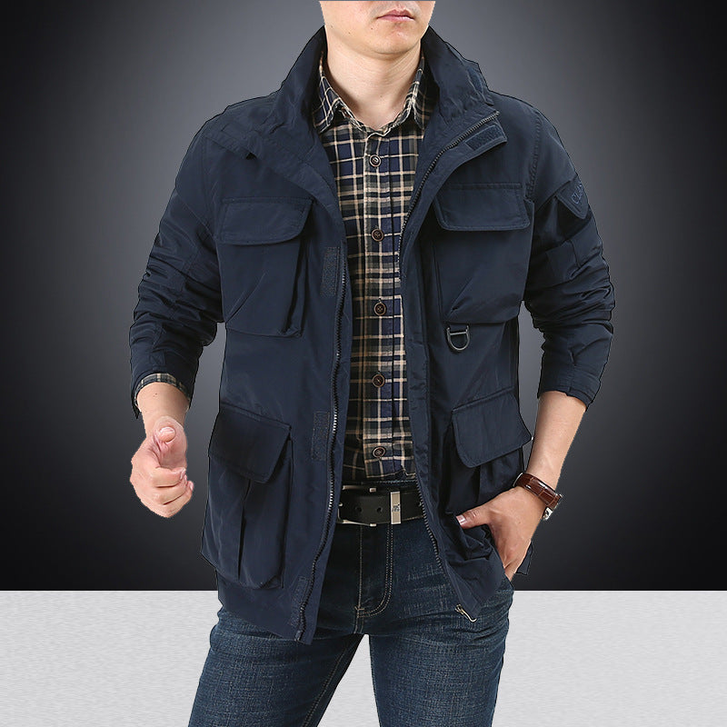 Utility-fieldjacket voor heren met klepzakken en ritszakken