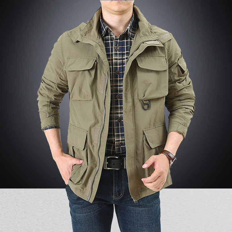 Utility-fieldjacket voor heren met klepzakken en ritszakken