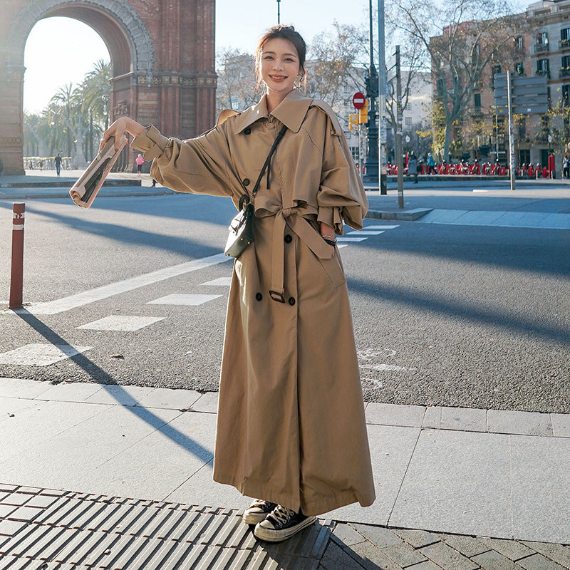 Oversized trenchcoat voor dames met ballonmouwen en ceintuur
