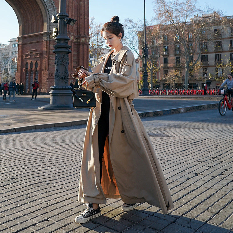 Oversized trenchcoat voor dames met ballonmouwen en ceintuur