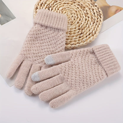 Guantes de punto unisex con función para pantalla táctil, con forro cálido