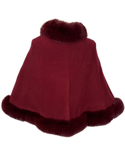 Mantella da donna con bordo in ecopelliccia: elegante poncho-stola in vari colori