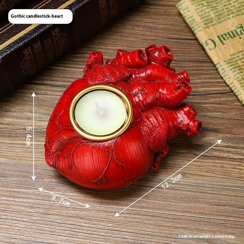 Portacandele decorativi di Halloween – Cuore, cervello e colonna vertebrale – Portacandele gotici spaventosi per festa e decorazione