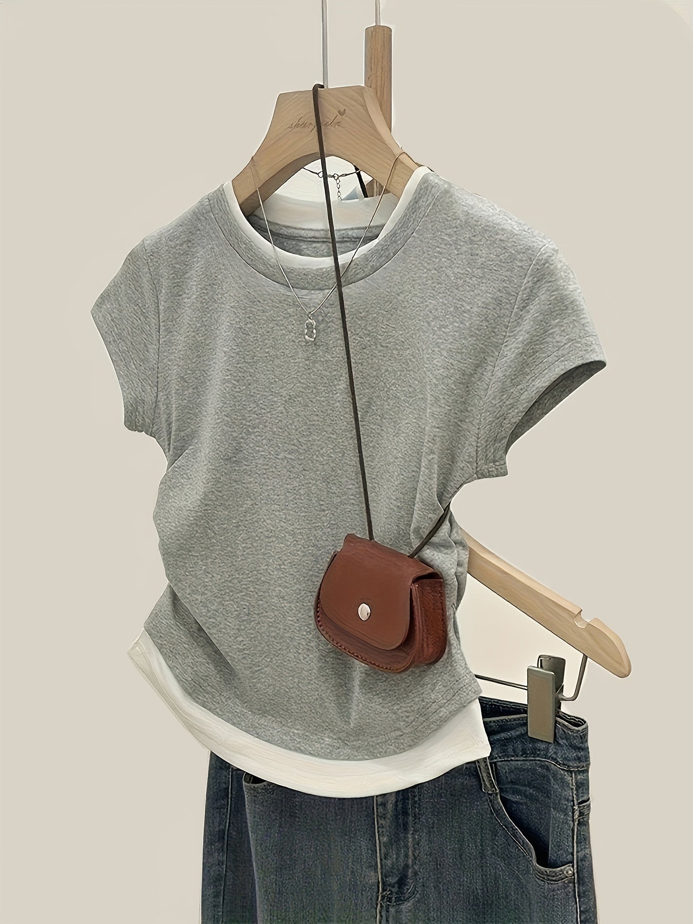 Dame Moderne Kortærmet Lag-på-lag Shirt til Casual & Street Style