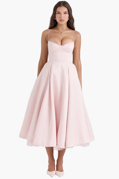 Robe midi festive pour femmes avec corsage et jupe évasée – Robe de soirée élégante pour occasions spéciales