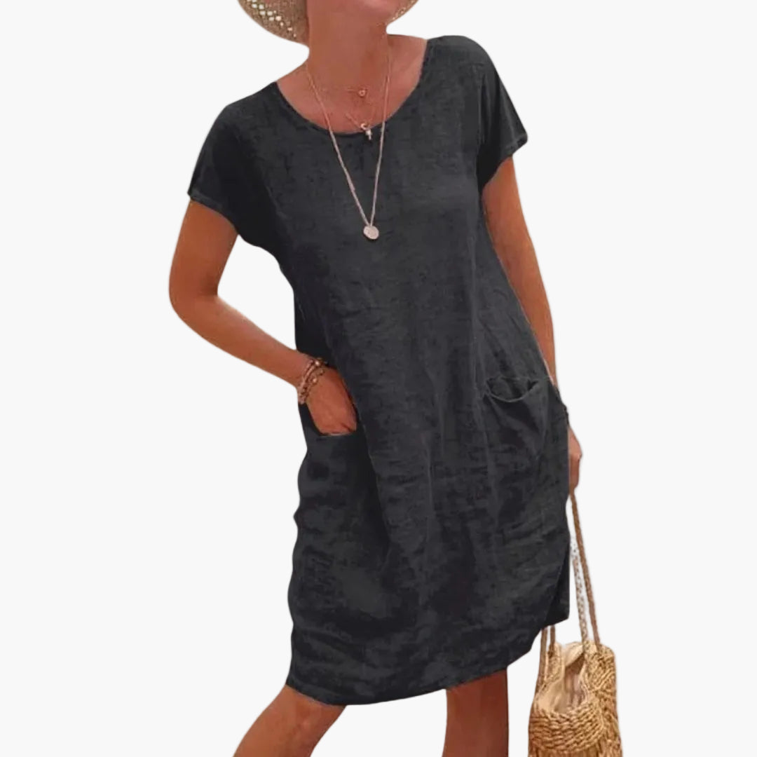Damen Sommerkleid mit Taschen – Lockeres Freizeitkleid für Urlaub, Strand & Alltag