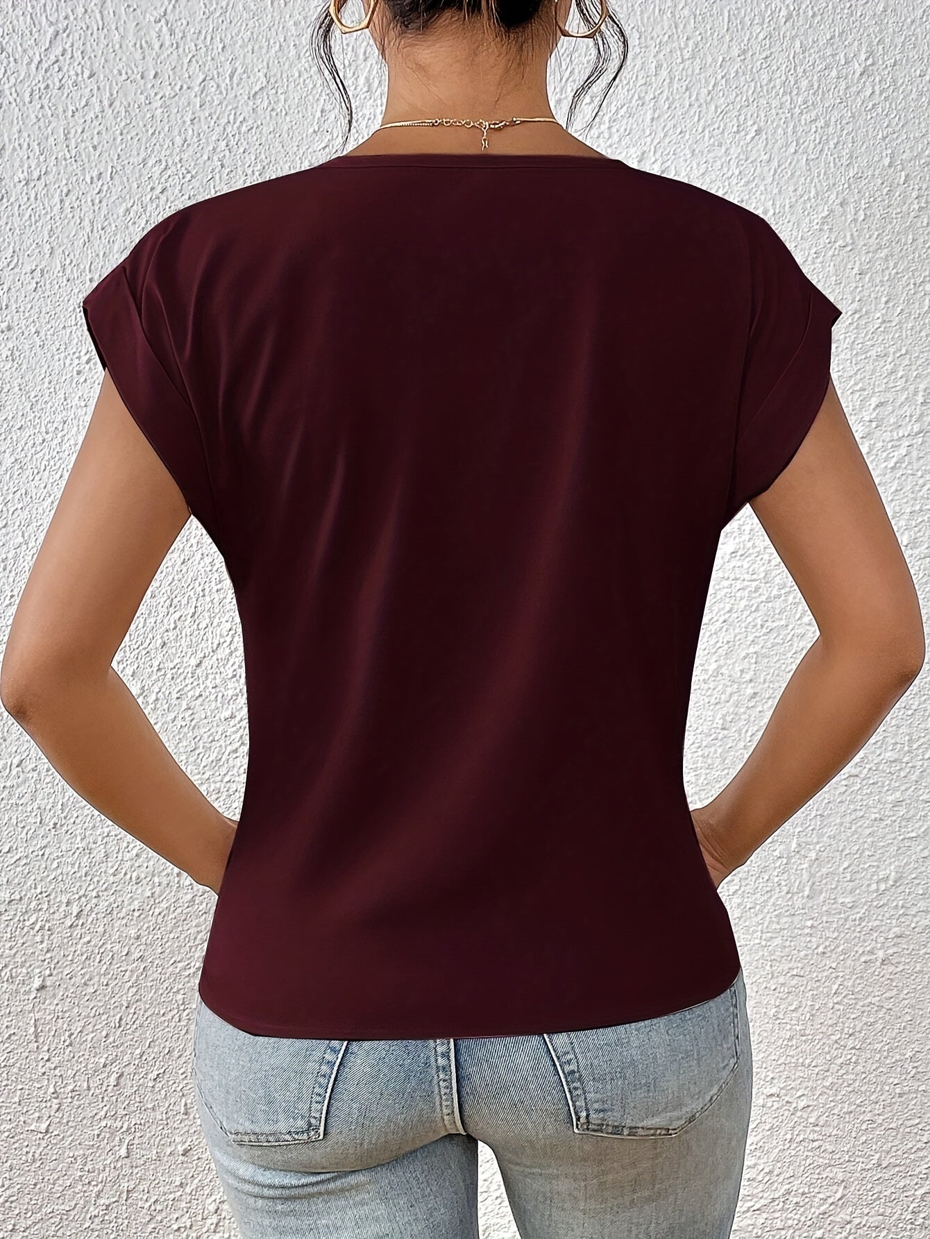 Blusa elegante de mujer con escote en V y diseño cruzado para el día a día y la oficina