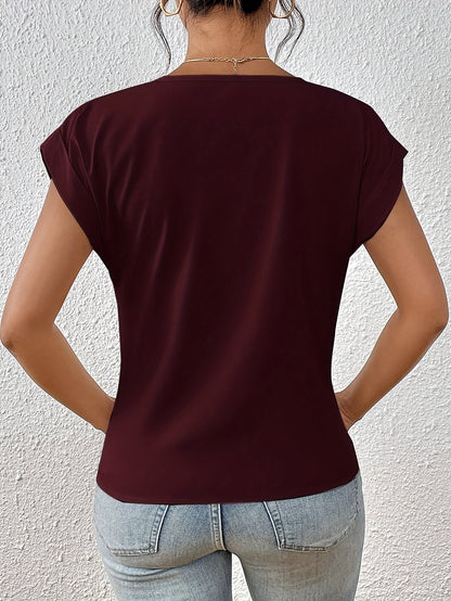 Blusa elegante de mujer con escote en V y diseño cruzado para el día a día y la oficina