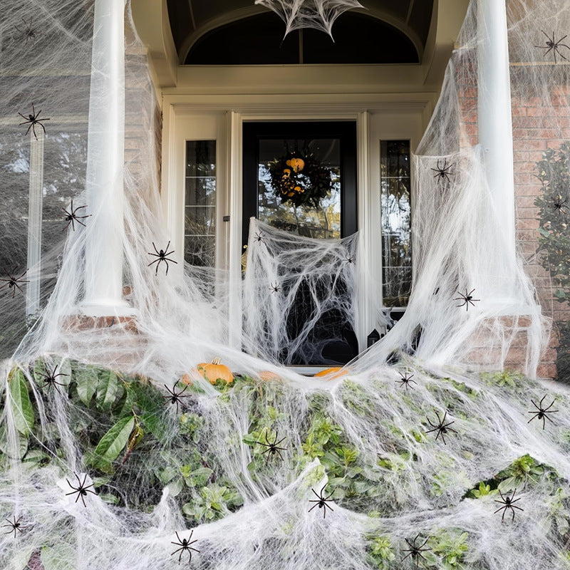 Decorazione ragnatela di Halloween con ragni di plastica – Perfetta decorazione spaventosa per casa e giardino