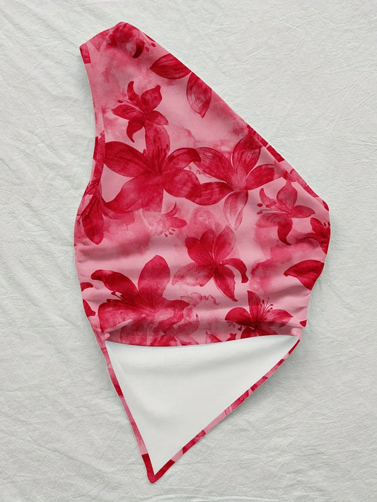 Damen Asymmetrisches Freizeit-Top mit Blumenmuster für Sommer, Modisches ärmelloses Oberteil, Ideal für Wochenenden