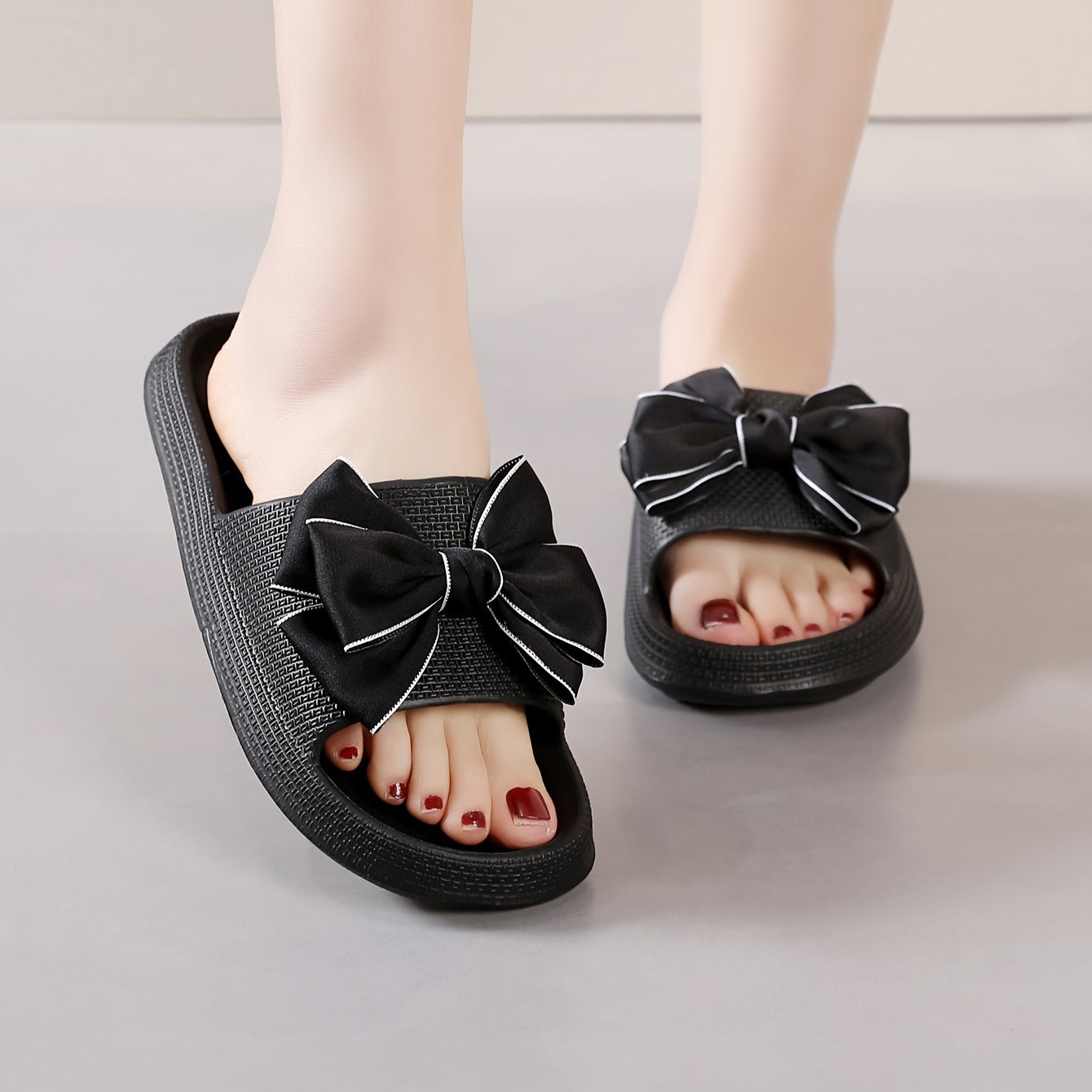 Dames slidesandalen met grote strik – modieuze vrijetijdsschoenen voor tuin, zwembad en dagelijks gebruik